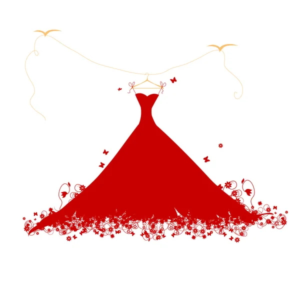 左利き、ベクトル図の赤いドレスします。 — ストックベクタ