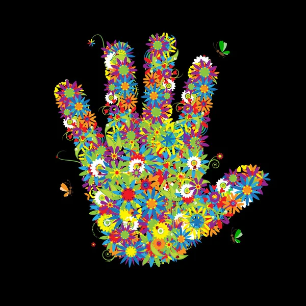 Forme de main florale . — Image vectorielle