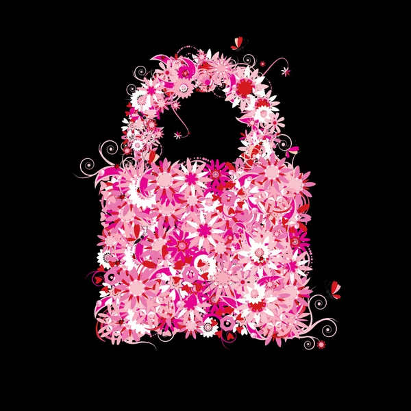 Closed lock, floral style. — Stock Vector