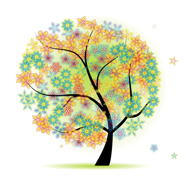 Blommig träd vackra — Stock vektor