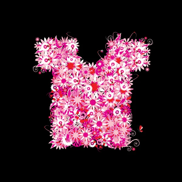 T-shirt floral, vente d'été . — Image vectorielle