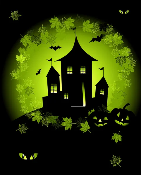 Halloween noc svátek, dům na kopci — Stockový vektor