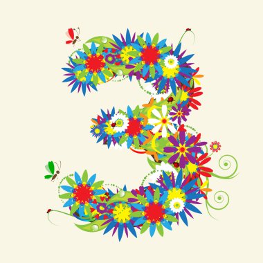 Numbers, floral design. clipart