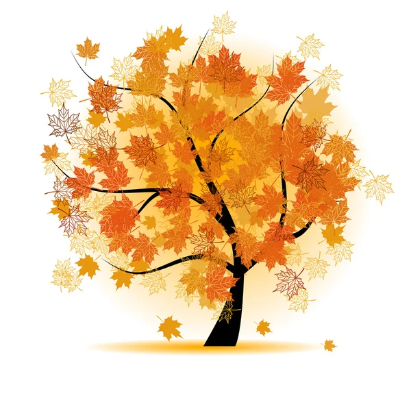 Árbol de arce, otoño hoja caída — Vector de stock