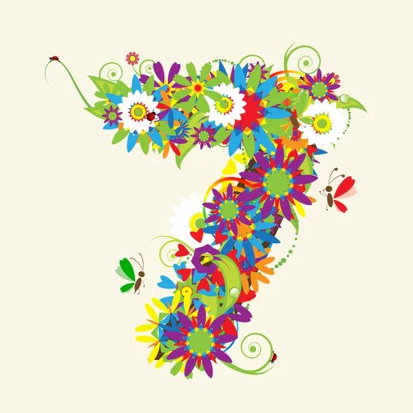 Chiffres, design floral . — Image vectorielle