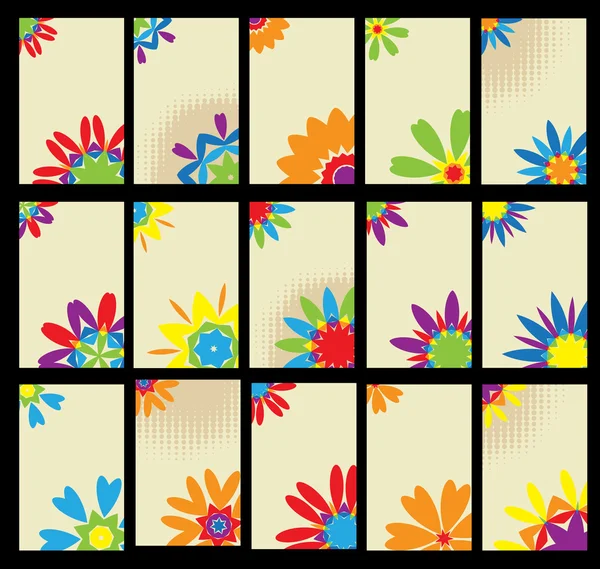 Set de cartes de visite, motif floral — Image vectorielle