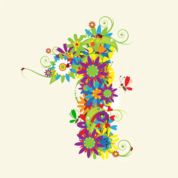 数字、花のデザイン. ロイヤリティフリーのストックイラスト