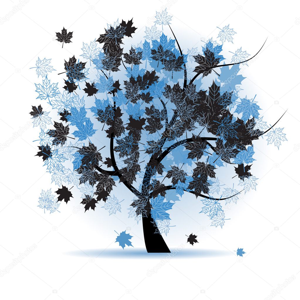 Maple tree, autumn leaf fall Stock Vector by ©Kudryashka 1950287