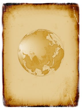 Ancient world map, globe clipart