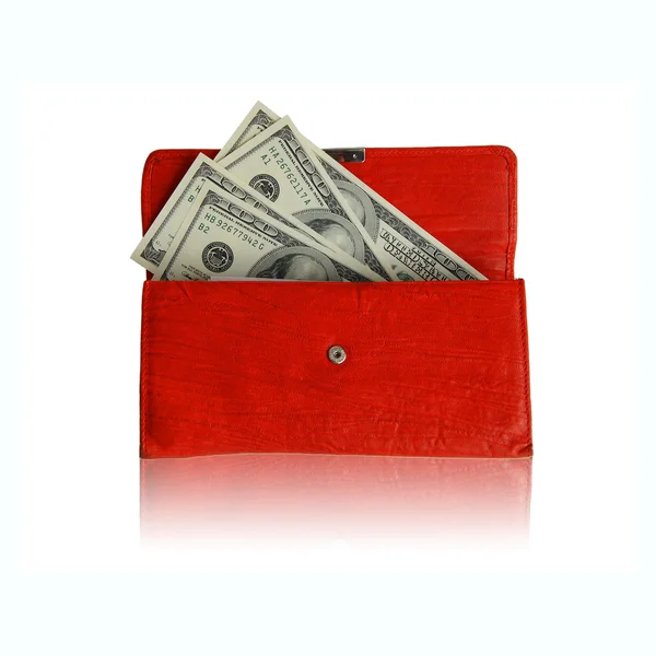 ショッピング赤、幸せなお金の財布 — ストック写真