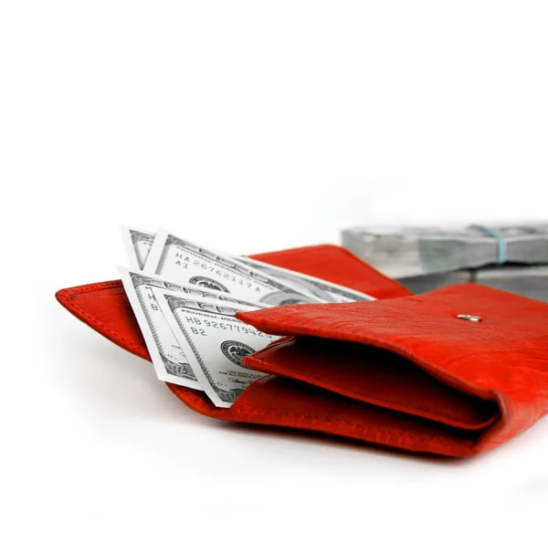 stock image Money wallet red, happy shopping