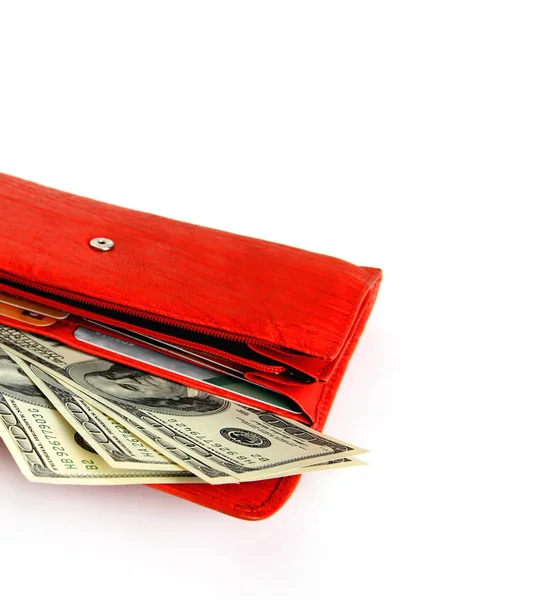 stock image Money wallet red, happy shopping