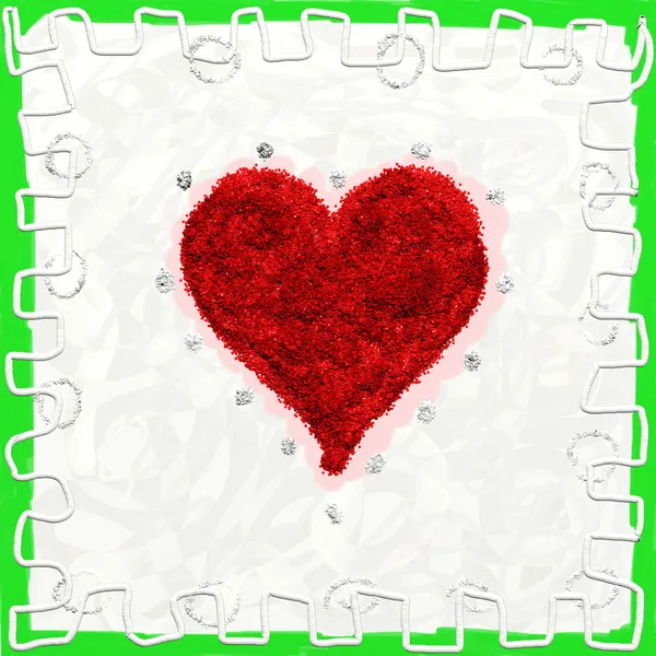 Valentinskarte, Herzen rot — Stockfoto