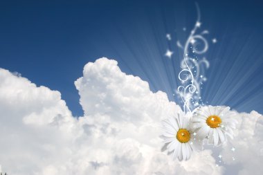 Floral sky background clipart