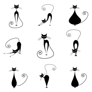 Black cat silhouette collections clipart