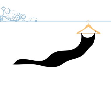 Beautiful dress black on hanger clipart