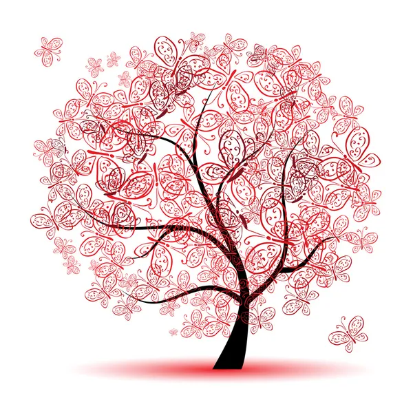 Szép virágos fát — Stock Vector