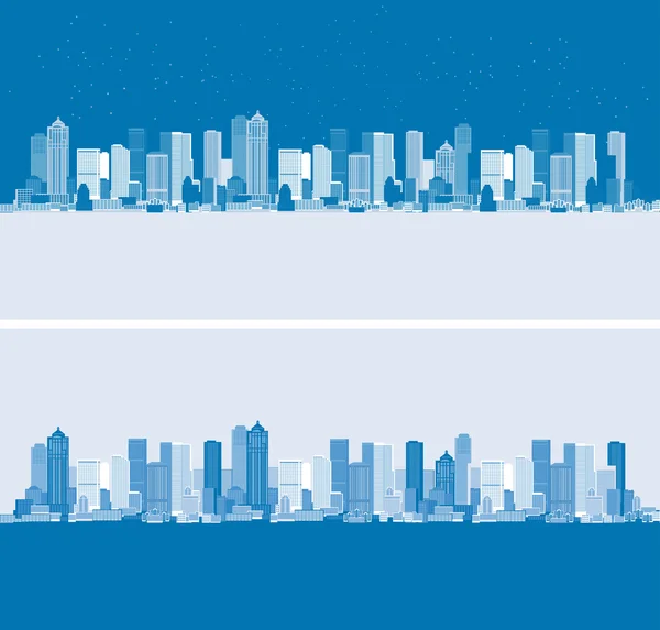 Dag en nacht. Cityscape achtergrond — Stockvector