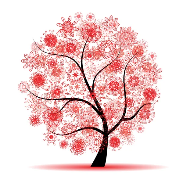 Szép virágos fát — Stock Vector