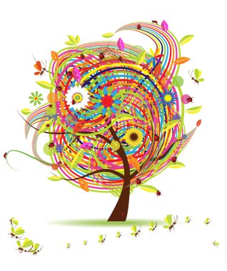 Funny spring tree for your design clipart