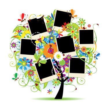 Family album. Floral tree clipart