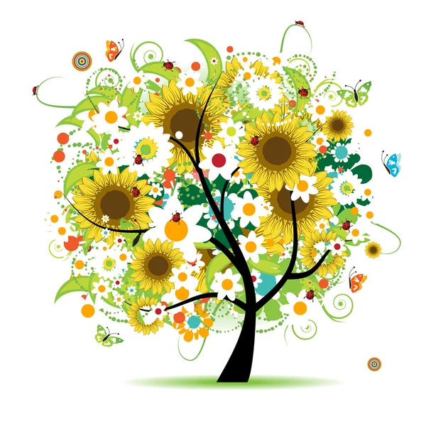 Piękny kwiatowy drzewo — Wektor stockowy