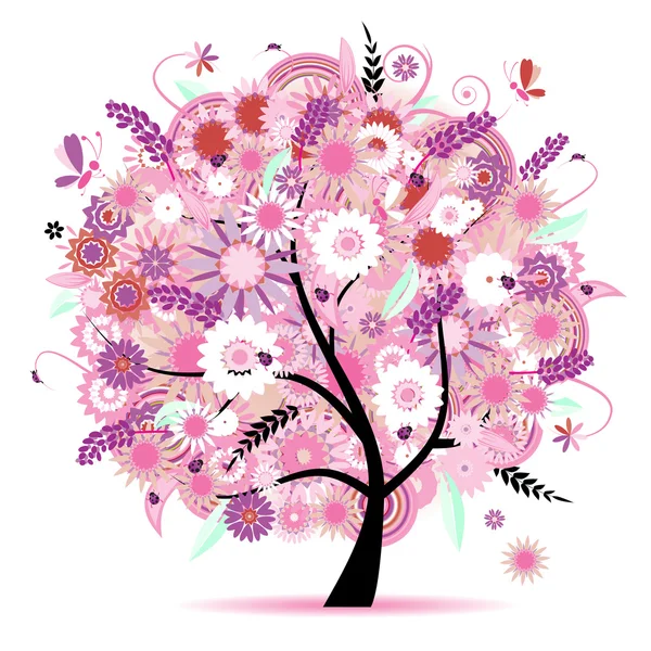 Arbre floral magnifique — Image vectorielle