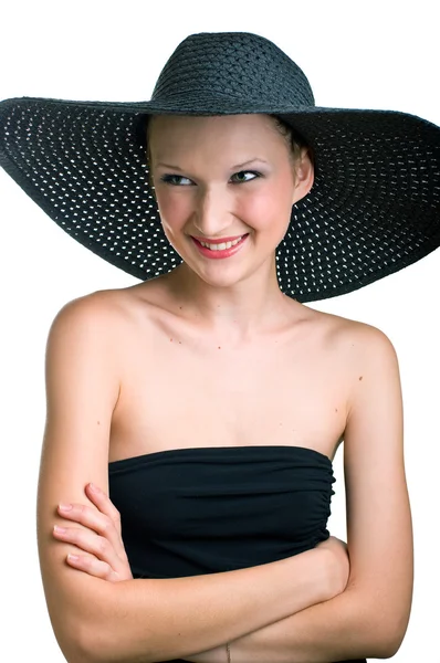 Women in black hat — Stock Photo, Image