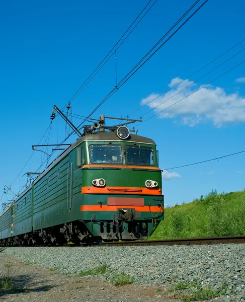 Zelená lokomotiva — Stock fotografie