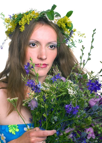 Kvinnor med blommig krans — Stockfoto
