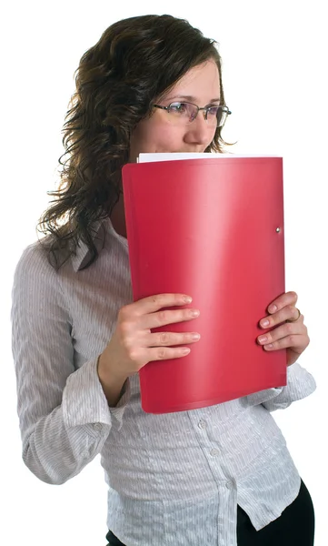 Young women with a documents in hands — Stock Photo, Image