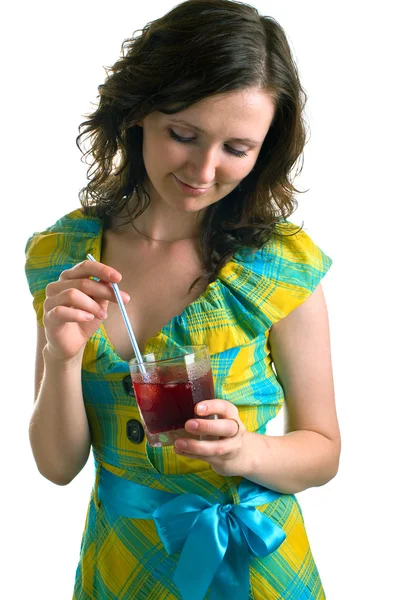 Chica con una copa de cóctel — Foto de Stock