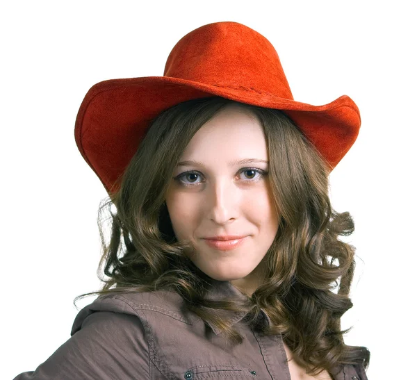 Дівчина в червоному капелюсі — стокове фото