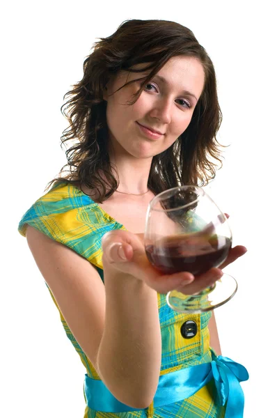 여자는 코냑 음료 — 스톡 사진