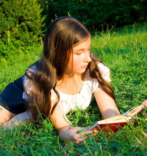 Κορίτσι που διαβάζει το βιβλίο — Φωτογραφία Αρχείου