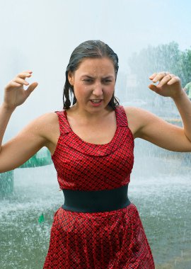 Girl in wet clothes clipart