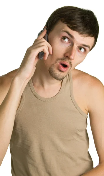 Shocked men with cellular — Stock Photo, Image