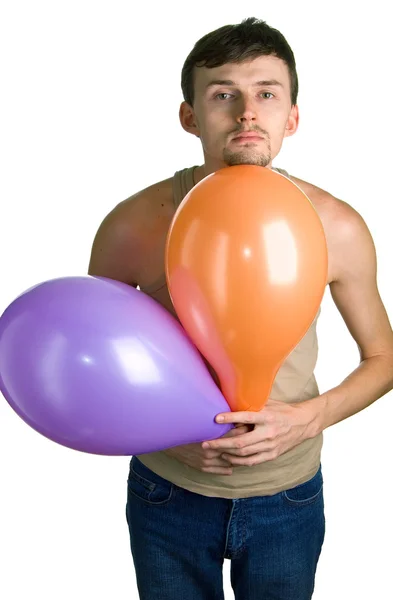 Serenity muži s balónky — Stock fotografie
