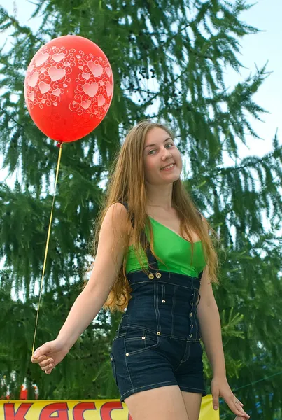 Joyful girl with balloon — Stock Photo, Image