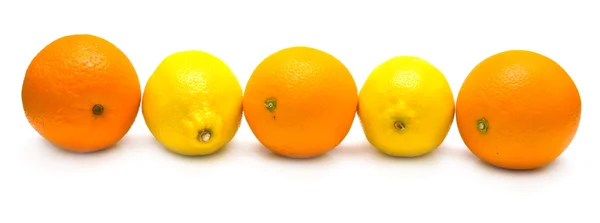 Apelsiner och gul citron — Stockfoto