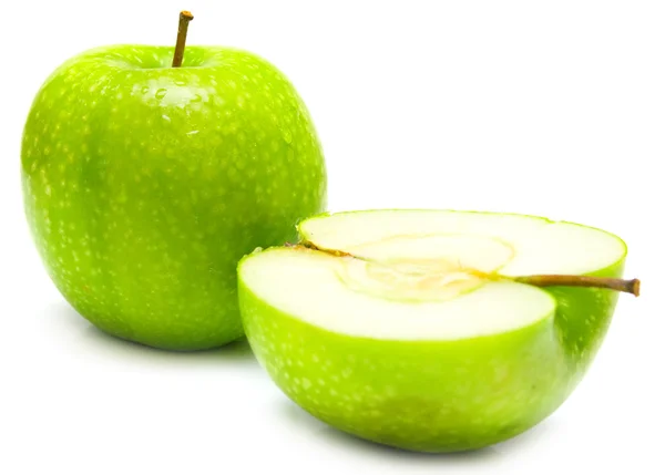 백색에 녹색 사과 — 스톡 사진