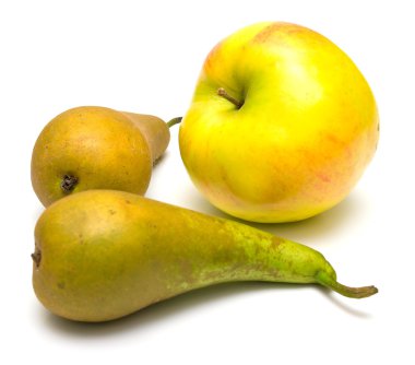 Green pears and yellow apple clipart