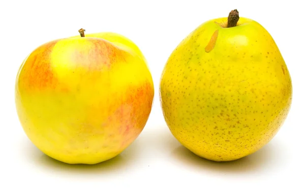 Żółta gruszka i jabłko żółty — Zdjęcie stockowe