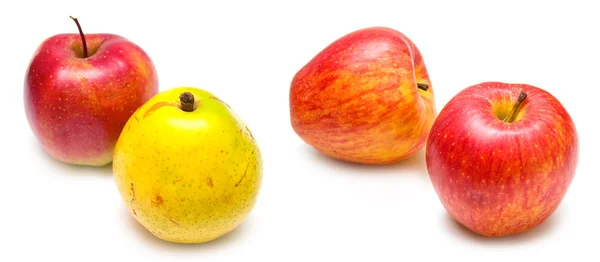 Rote Äpfel und gelbe Birne — Stockfoto