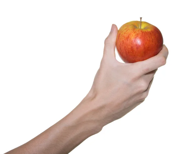 Κόκκινο μήλο στο χέρι αρσενικό 2 — Φωτογραφία Αρχείου