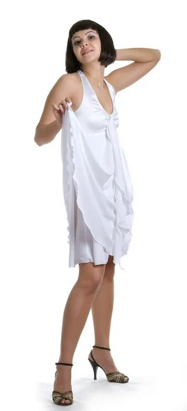 Girl in a white dress — Stock Photo, Image