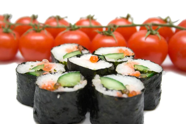 Sushi and tomatoes — Stock Photo, Image