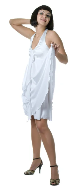Flicka i en vit klänning — Stockfoto