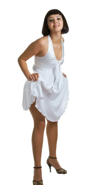 Κορίτσι με λευκό φόρεμα — Φωτογραφία Αρχείου