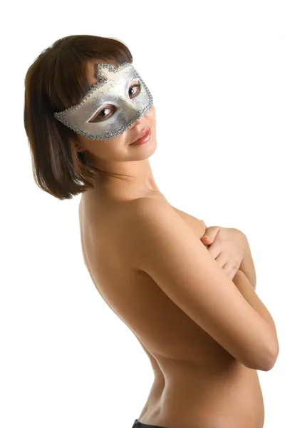 Nakna kvinnor i venetiansk mask — Stockfoto
